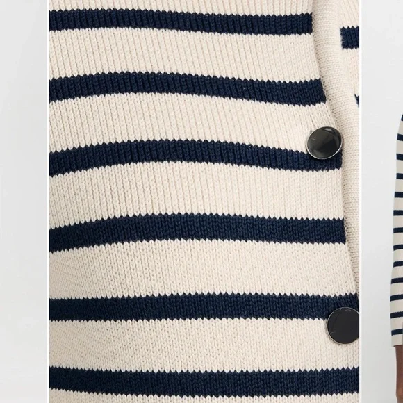 Theory Classic Cream and Blue Knit Cardigan - Picture 13 of 13